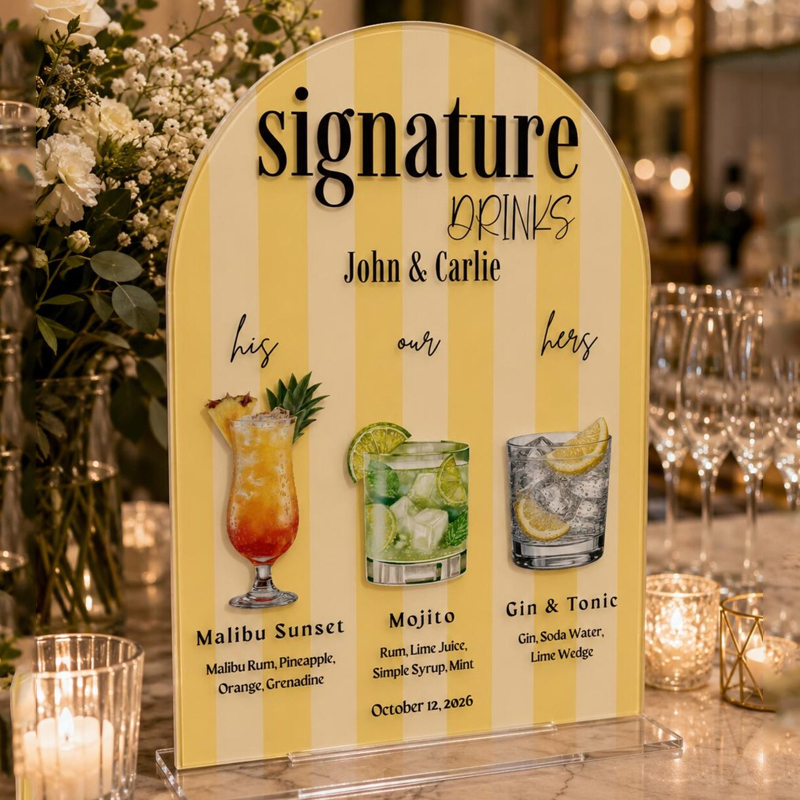Cocktail Recipe Book - Индивидуальная табличка для напитков, красочная акриловая