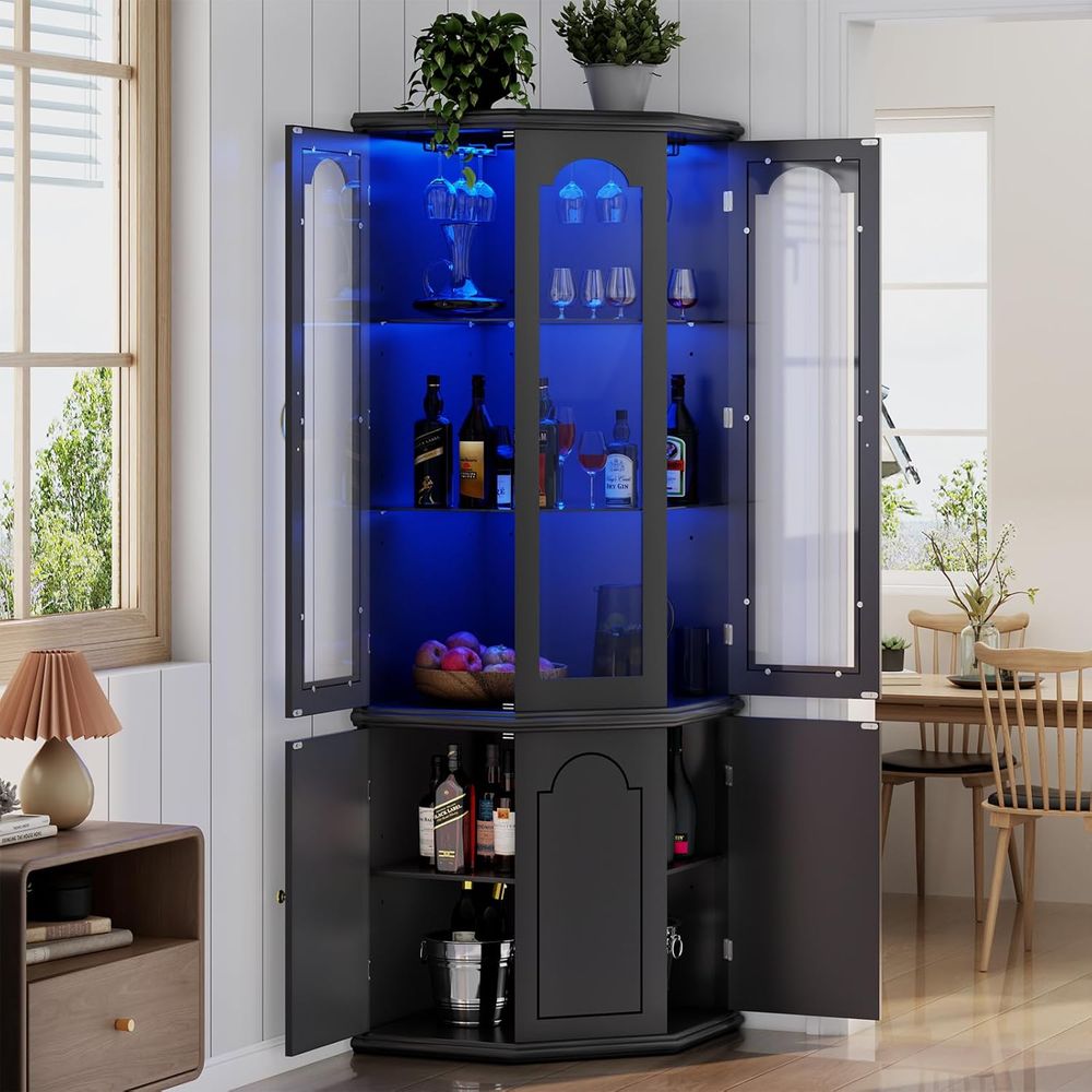 Home Bar Shelf - Барный шкаф с подсветкой и дверцами